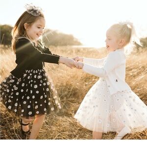 Petite Hailey Daisy Tutu Dress with Cardigan